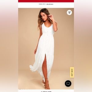 Lulu’s Full length flowing white sundress-New